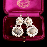 Victorian Seed Pearl & Amethyst Paste Drop Earrings