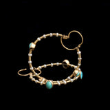 Early Victorian Turquoise & Seed Pearl Twisted Wire Hoops