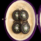 Early 19th Century Silesian Iron Painted Flower Earrings