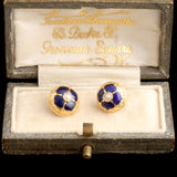 Edwardian Pearl & Enamel Quatrefoil Stud Earrings
