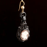 Neoclassical Medusa Shell Cameo Jet Earrings