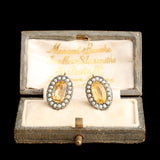 Georgian Peach Paste & Pearl Back to Front Earrings