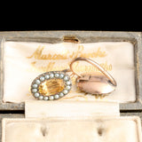 Georgian Peach Paste & Pearl Back to Front Earrings