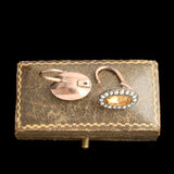 Georgian Peach Paste & Pearl Back to Front Earrings