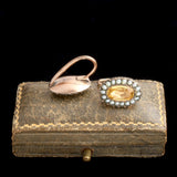 Georgian Peach Paste & Pearl Back to Front Earrings