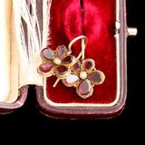Georgian Garnet & Pearl Pansy Earrings