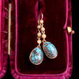 Arts & Crafts Turquoise Matrix Drop Earrings