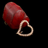 Victorian Seed Pearl Witch's Heart Brooch