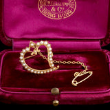 Late Victorian Seed Pearl Witch's Heart Brooch
