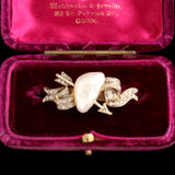 Late Georgian Baroque Pearl & Diamond Heart & Arrow Brooch
