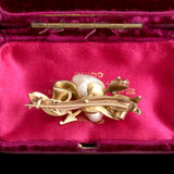 Late Georgian Baroque Pearl & Diamond Heart & Arrow Brooch