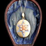 Victorian Coral, Pearl & Enamel Starburst Locket