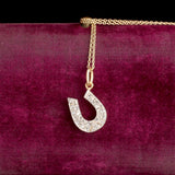 Edwardian Gold & Platinum Diamond Horseshoe Necklace
