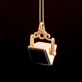 1920s Onyx & Bloodstone Spinner Fob Necklace