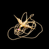 Edwardian Pink Topaz & Seed Pearl Swallow Necklace