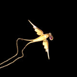 Edwardian Pink Topaz & Seed Pearl Swallow Necklace
