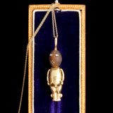 WWI Era Gold & Diamond "Fumsup" Charm Necklace