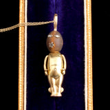 WWI Era Gold & Diamond "Fumsup" Charm Necklace