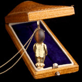 WWI Era Gold & Diamond "Fumsup" Charm Necklace