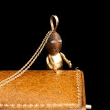 WWI Era Gold & Diamond "Fumsup" Charm Necklace