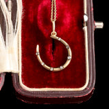Late Victorian Rose Cut Diamond Tiny Horseshoe Necklace