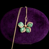 Edwardian Enamel & Pearl Lucky Clover Necklace
