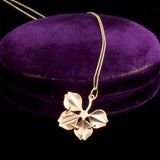 Edwardian Enamel & Pearl Lucky Clover Necklace