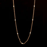 Victorian 15k Gold & Seed Pearl 16 3/4" Cable Chain