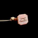 Georgian Red Moss Agate Dog Seal Necklace