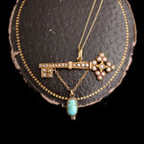 Victorian Pearl & Turquoise Key Necklace