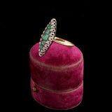 Mid 19th Century French Emerald & Diamond Navette Ring