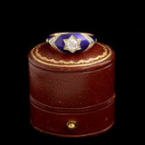 Victorian Royal Blue Enamel Diamond Star Ring