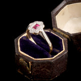 Early Deco Ruby & Diamond Cluster Ring