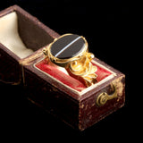 Victorian Scrolled Shoulder Banded Agate Ring