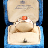 Victorian Coral & Diamond Three Stone Ring