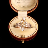 Late 19th Century Rose Cut & Seed Pearl North South Ring