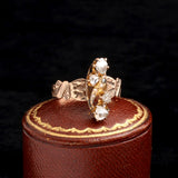 Late 19th Century Rose Cut & Seed Pearl North South Ring