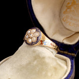 Victorian Enamel, Pearl & Diamond "Ever True" Cluster Ring