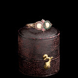 Georgian Garnet & Green Paste Twin Moss Agate Ring