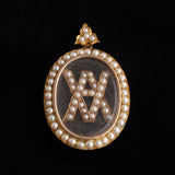 Victorian Pearl "VA" Portrait Locket