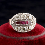 Georgian Old Mine Cut Diamond & Ruby Cluster Ring